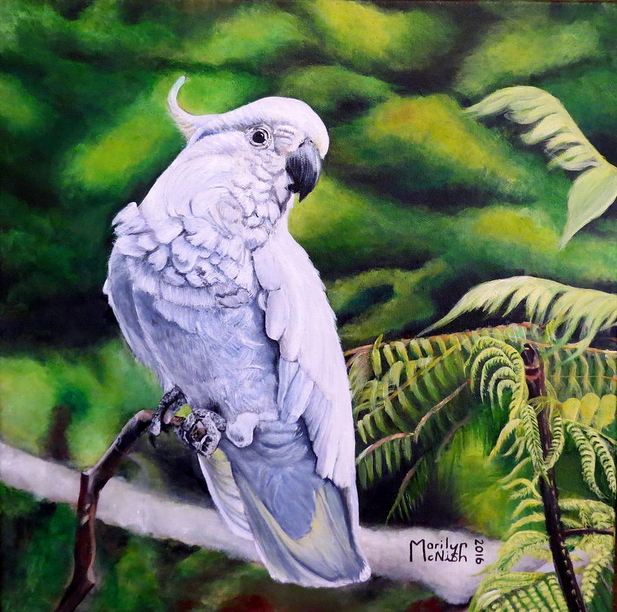 Sulphur-Crested Cockatoo Painting by Marilyn McNish