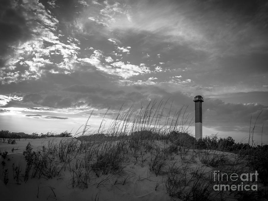 Sullivans Island Lighthouse in Black and White 5 Photograph by Dale Powell