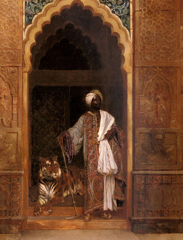 Sultan with tiger Painting by Rudolph Ernst