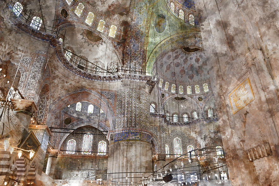 Sultanahmet Mosque Interior in Istanbul Turkey Photograph by Brandon Bourdages