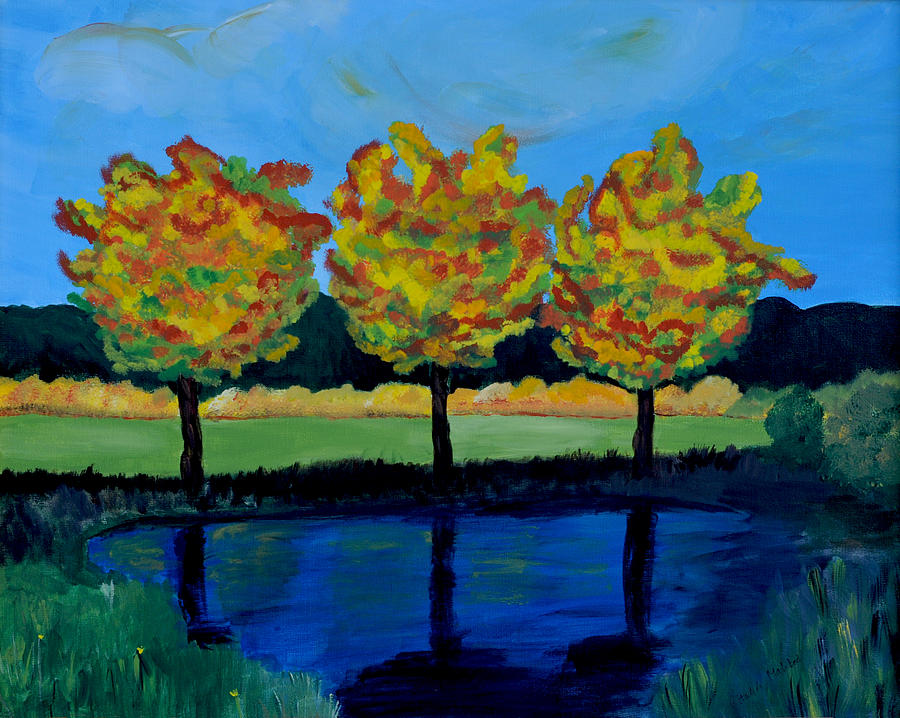 Sumac Trees in Fall Painting by Haleh Mahbod