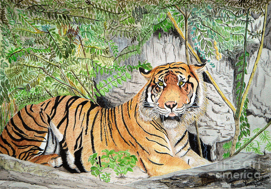 Sumatran Tiger Painting by Yvonne Johnstone