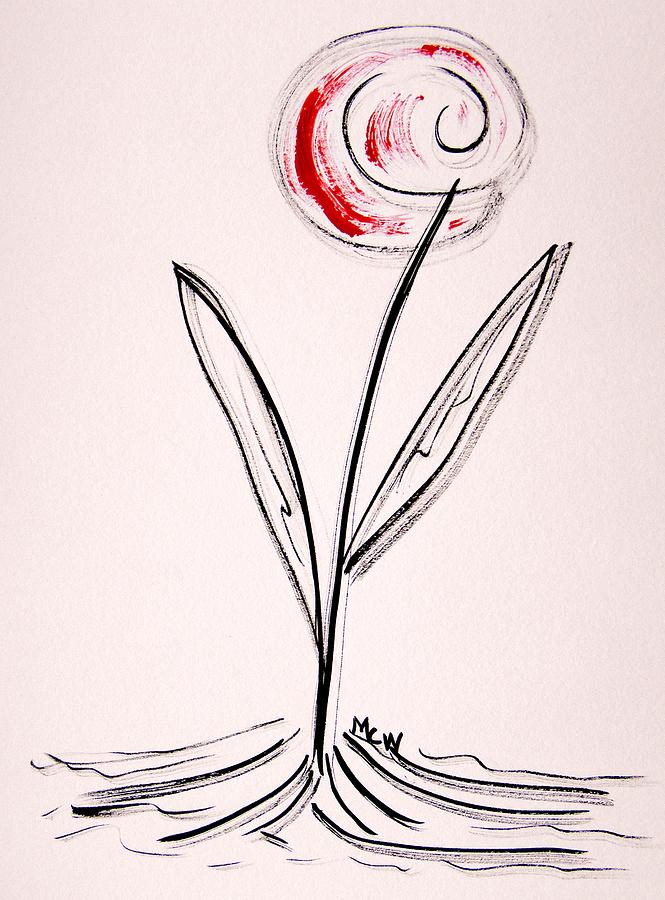 Sumi and Red Painting by Mary Carol Williams