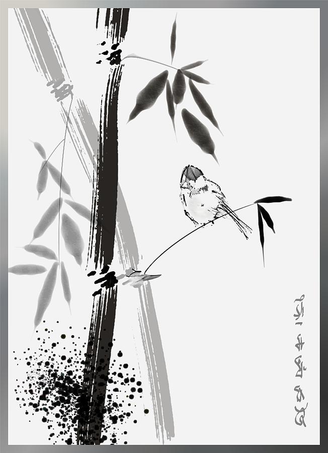 Sumi e Bird and Bamboo Digital Art by Elaine Weiss - Pixels