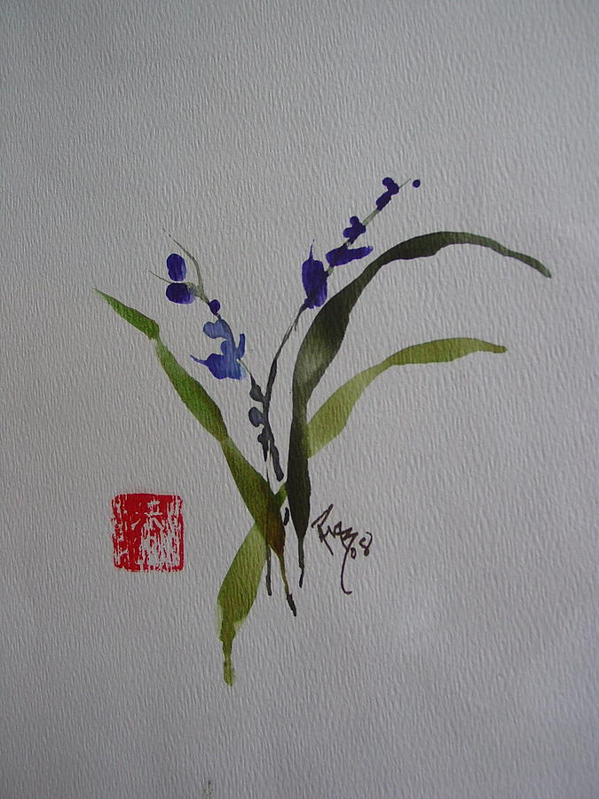 Sumi-e Flowers Painting by Robin Miller-Bookhout