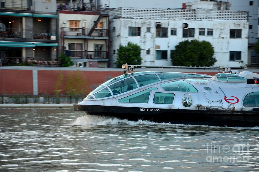 Sumida River cruise boat in motion Tokyo Japan  Photograph by Imran Ahmed