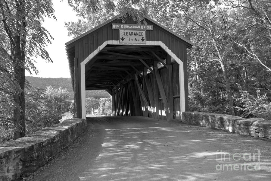 Summer Afternoon At The New Germantown Covered Bridge Black And White Photograph by Adam Jewell
