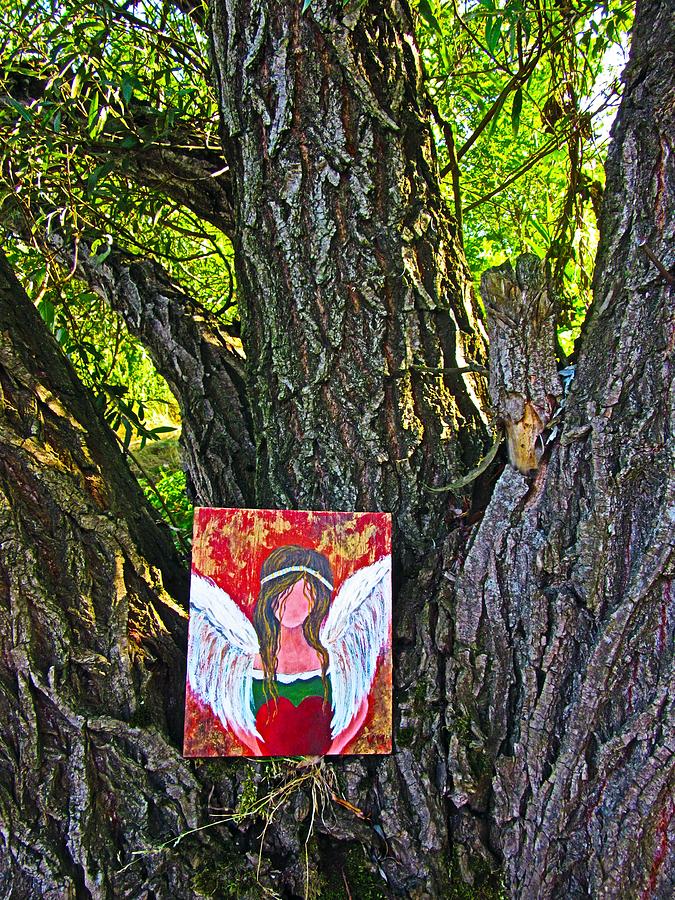 Summer angel on the tree Painting by Vesna Martinjak