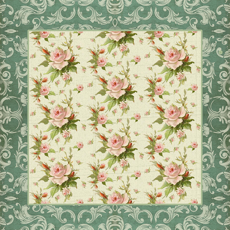 Summer at Cape May - Aged Modern Roses Pattern Painting by Audrey Jeanne Roberts