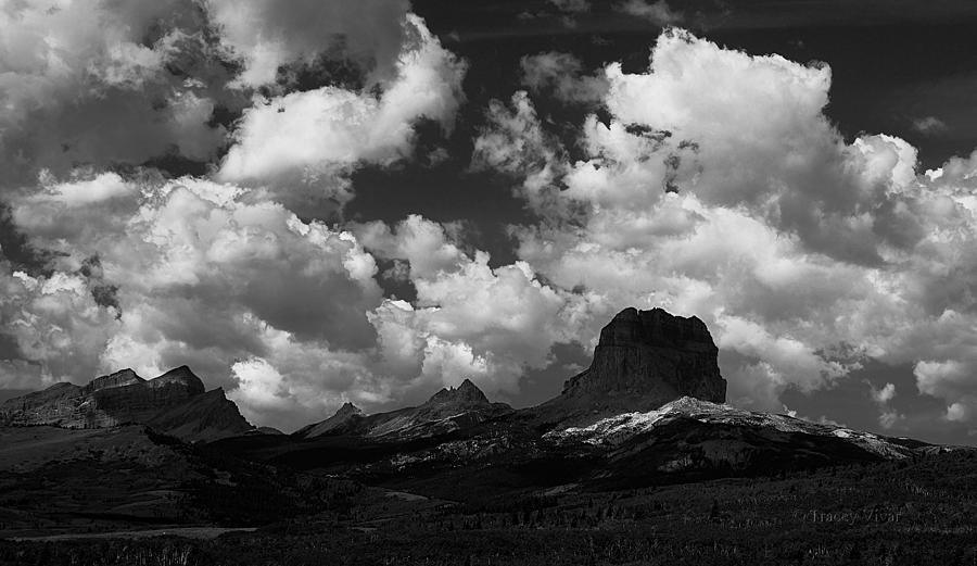 Summer at Chief Mountain in Black and White Photograph by Tracey Vivar