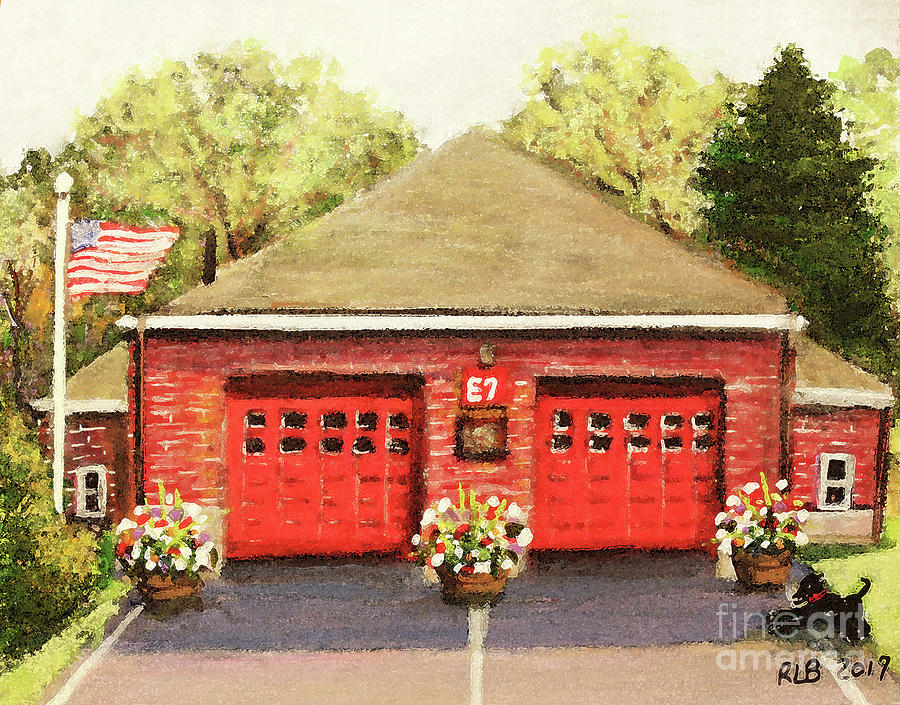 Summer at E7 Fire Station Painting by Rita Brown
