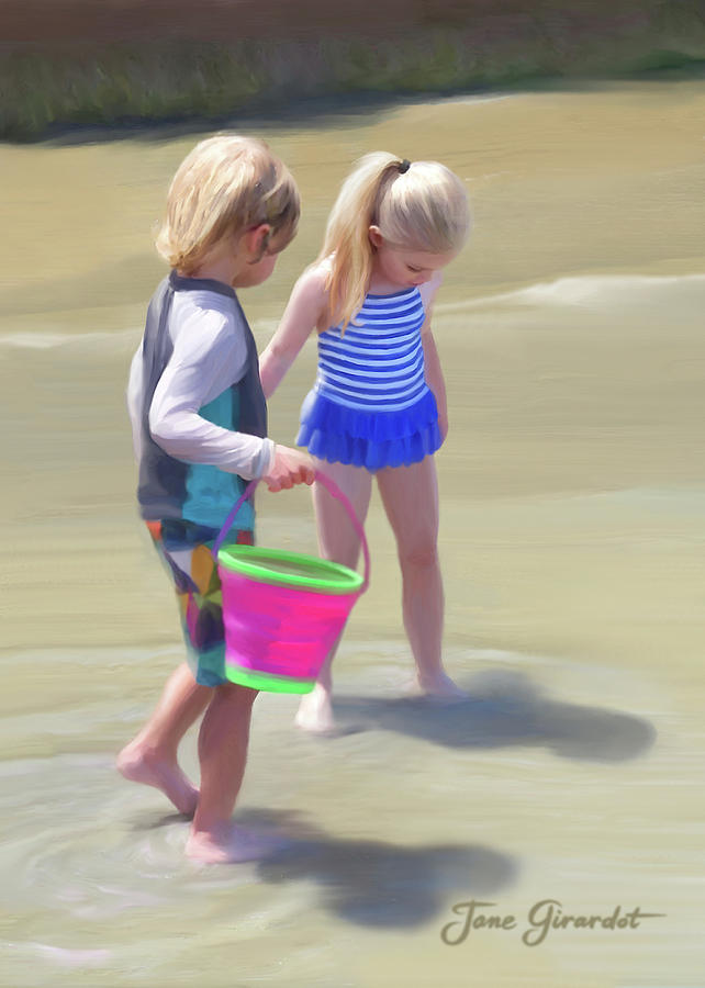 Summer At The Beach Painting by Jane Girardot