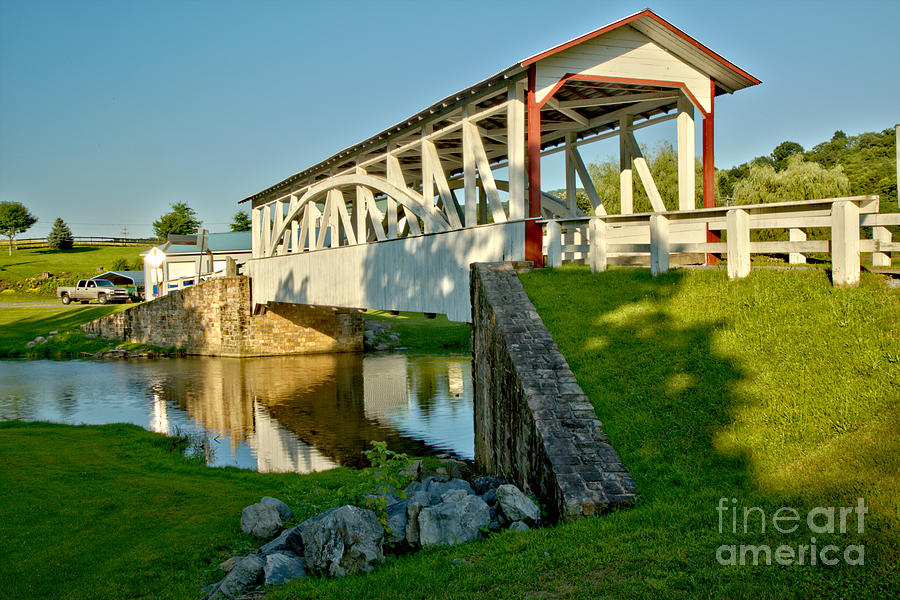 Summer At The Halls Mill Covered Bridge Photograph by Adam Jewell