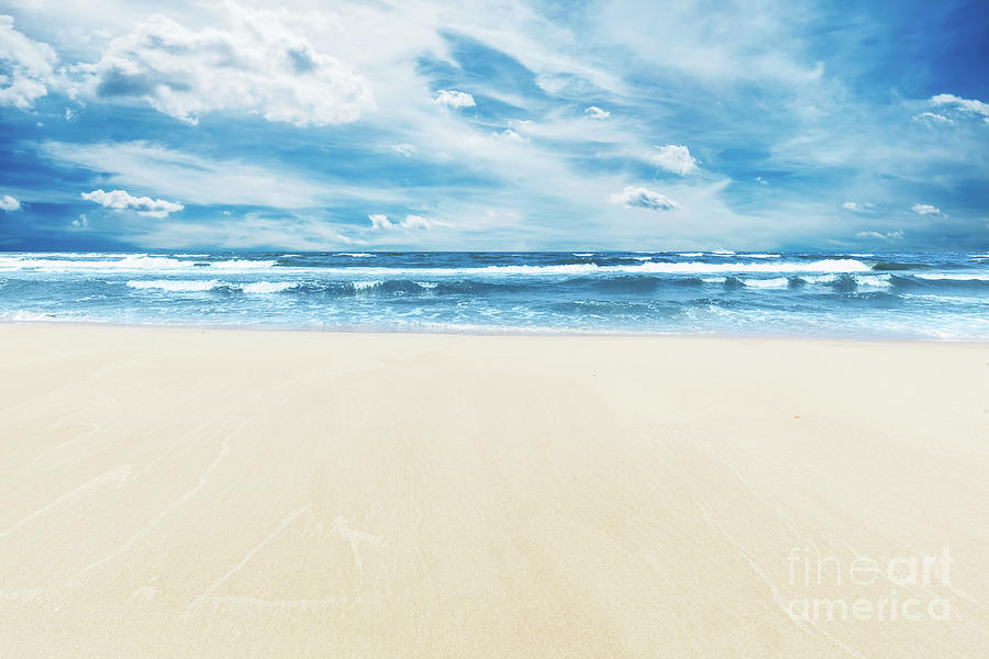 Summer beach and sea under sunny blue sky Photograph by Michal Bednarek