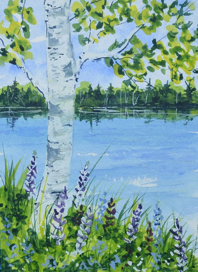 Summer Birch Painting by Kellie Chasse