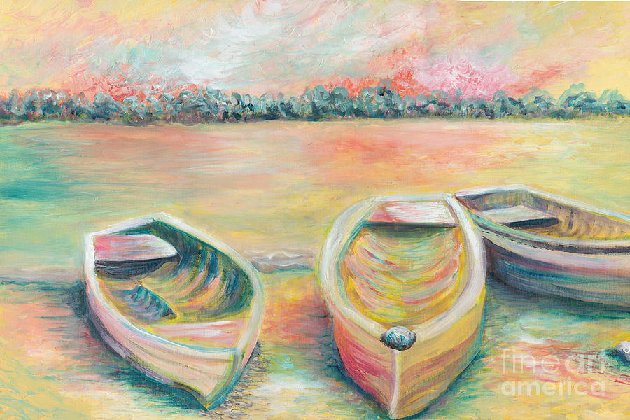 Summer Boats in Yellow Painting by Nadine Rippelmeyer