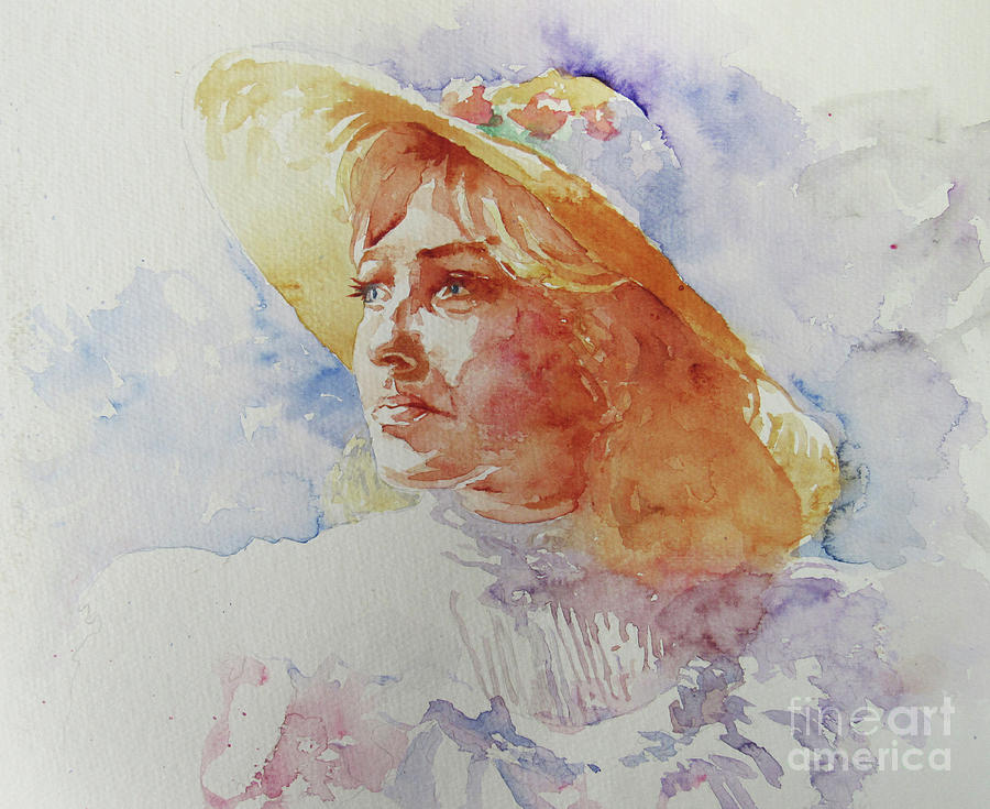 Woman Painting - Summer Bonnet by Don Locke