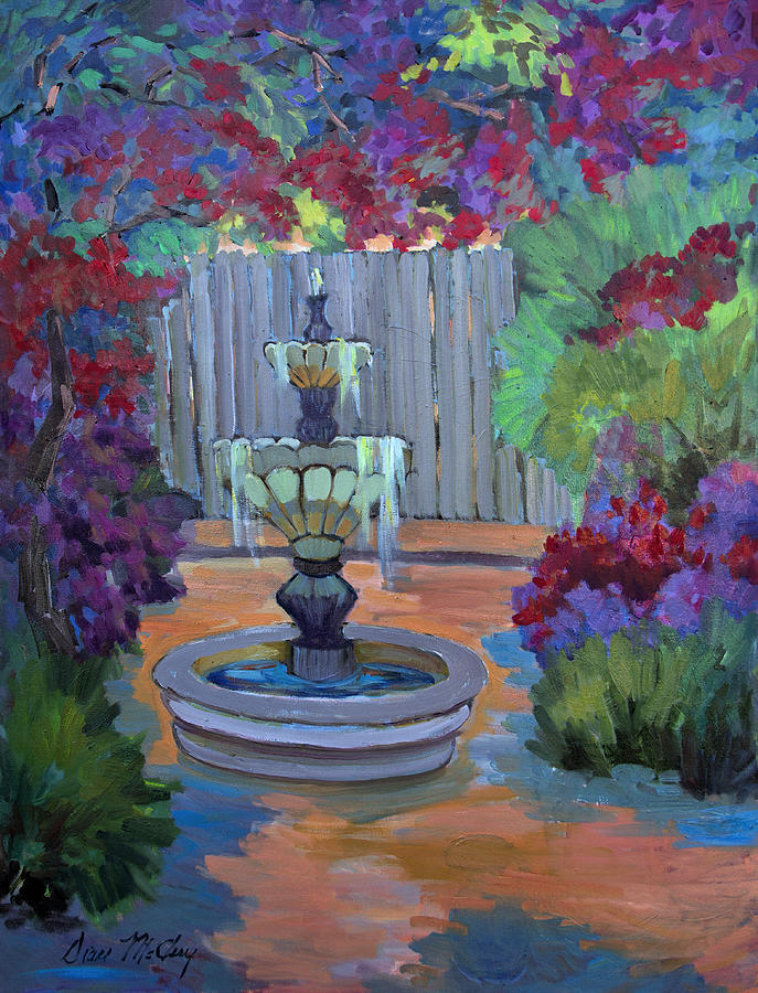 Fountain Painting - Summer Bougainvillea by Diane McClary