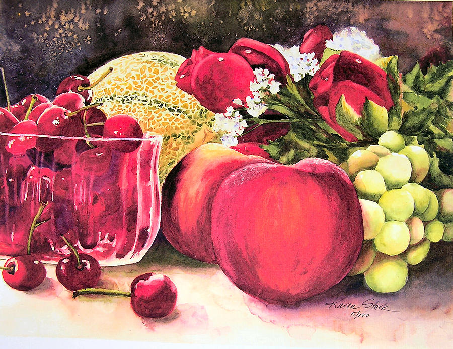 Cherries Painting - Summer Bounty by Karen Stark Cherries Painting - Summer Bounty by Karen Stark