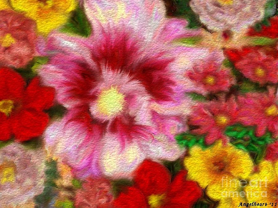 Flower Digital Art - Summer Bouquet by Nancy  Bowen