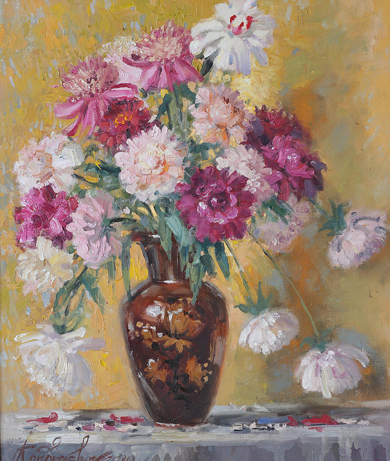 Summer Bouquet of Peonies Painting by Ilya Kondrashov