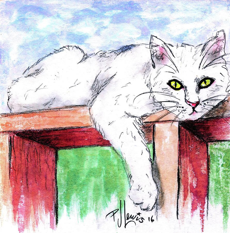 Summer Cat Painting by PJ Lewis