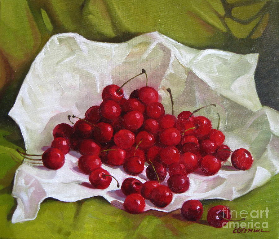 Summer cherries Painting by Elena Oleniuc