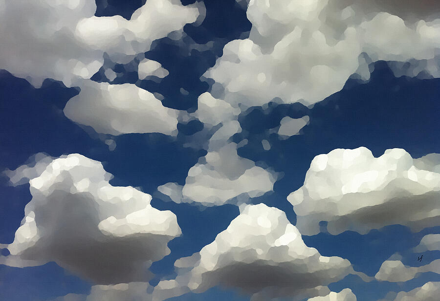 Summer Clouds in a Blue Sky Mixed Media by Shelli Fitzpatrick