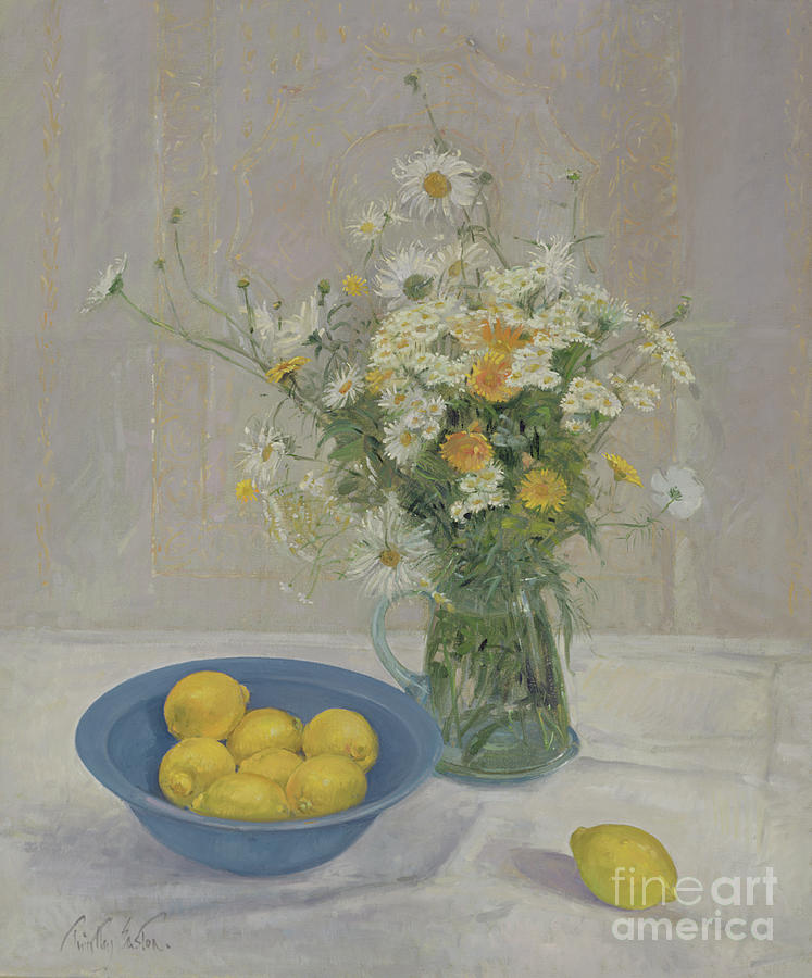 Summer Daisies and Lemons Painting by Timothy Easton Summer Daisies and Lemons Painting by Timothy Easton