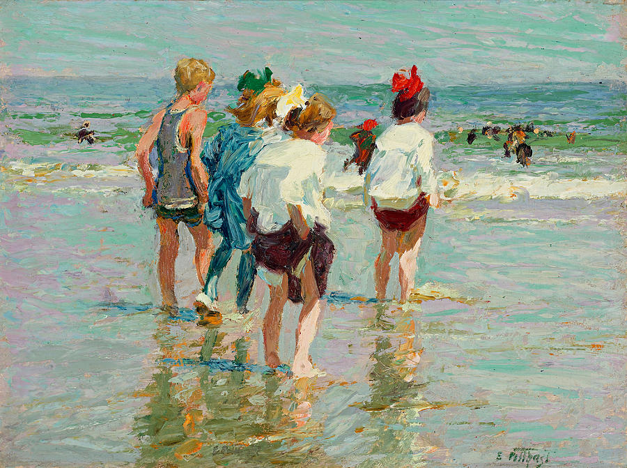 Summer day Brighton Beach Painting by Edward Henry Potthast - Fine Art ...