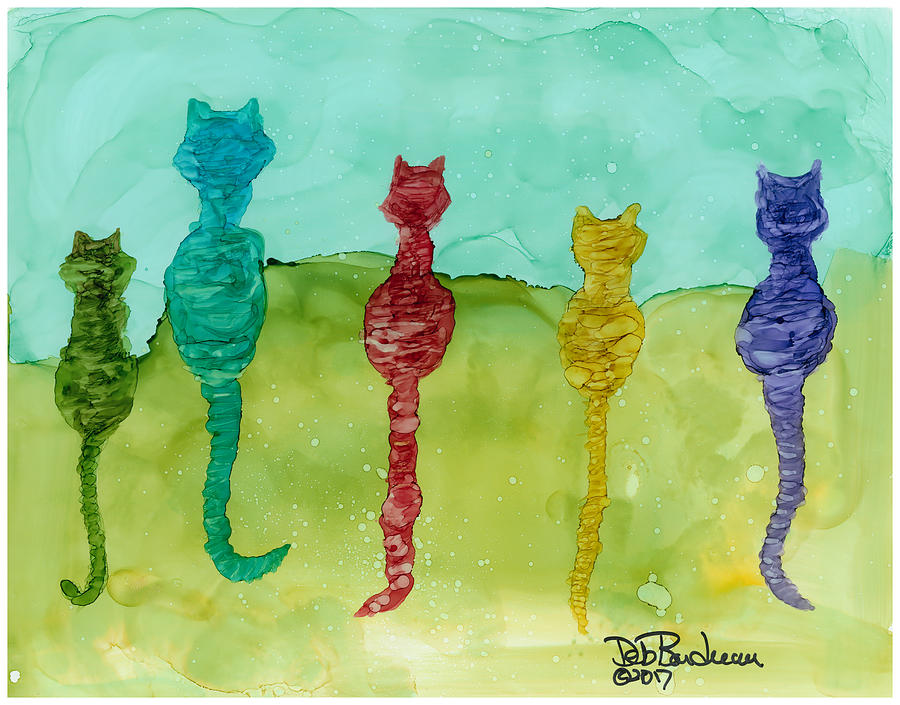 Cat Painting - Summer Day Cats by Debora Boudreau