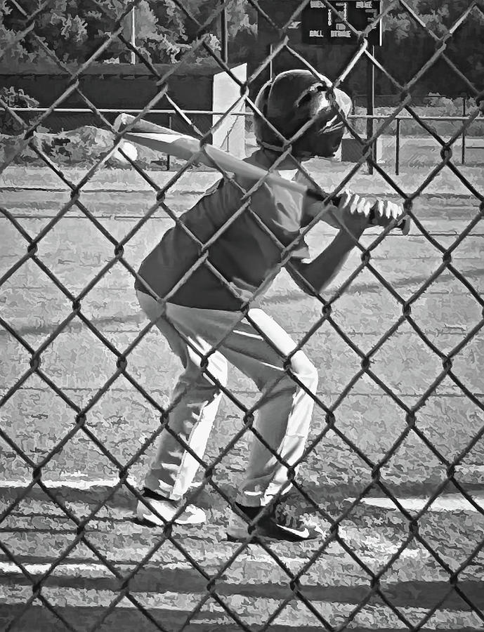 Summer Days - Little League Batter 1b - bw Photograph by Greg Jackson