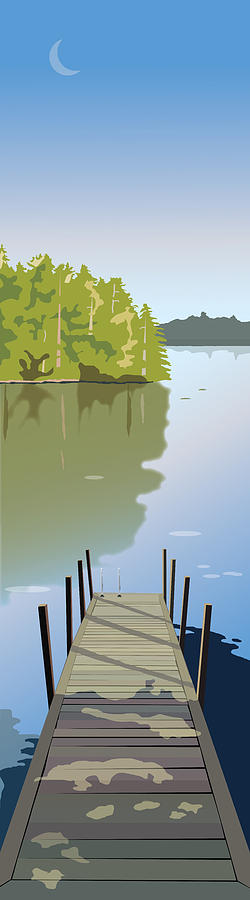 Lake Painting - Summer Dock by Marian Federspiel Lake Painting - Summer Dock by Marian Federspiel