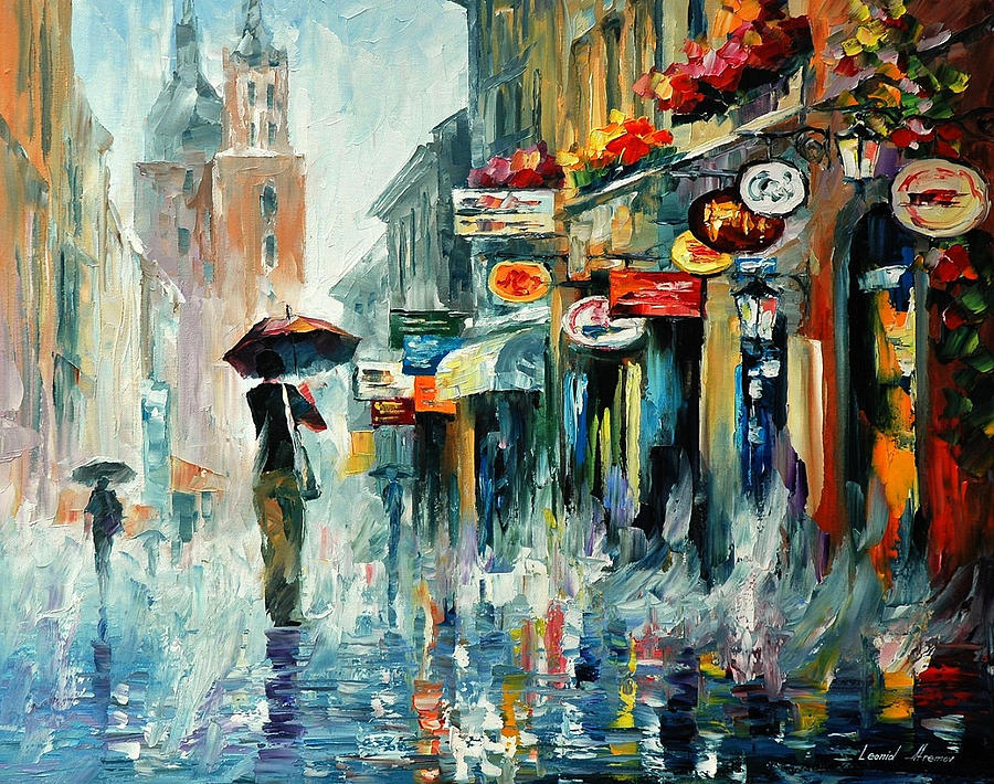 Summer Downpour 2 - Palette Knife Oil Painting On Canvas By Leonid ...