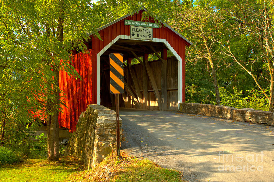 Summer Evening At The New Germantown Covered Bridge Photograph by Adam Jewell