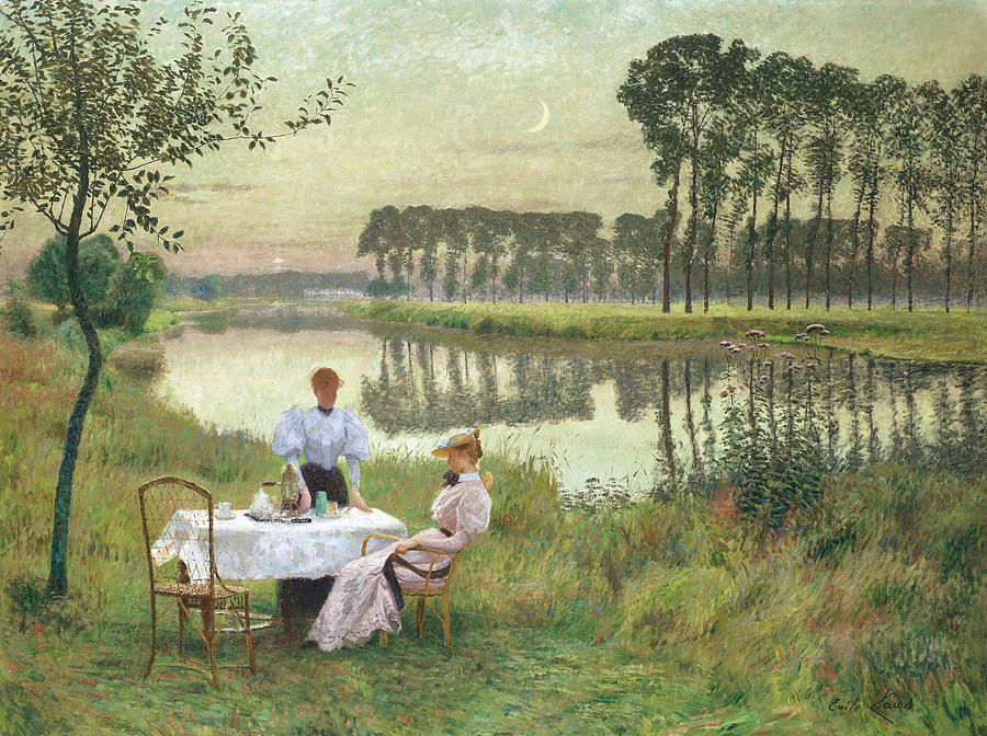 1901 by Emile Claus with Gold Luminoso Framed Artwork overstockArt October Morning on The River Leie