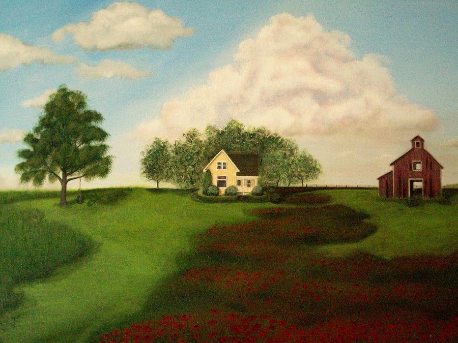 Nature Painting - Summer Farm by Kimberly Benedict