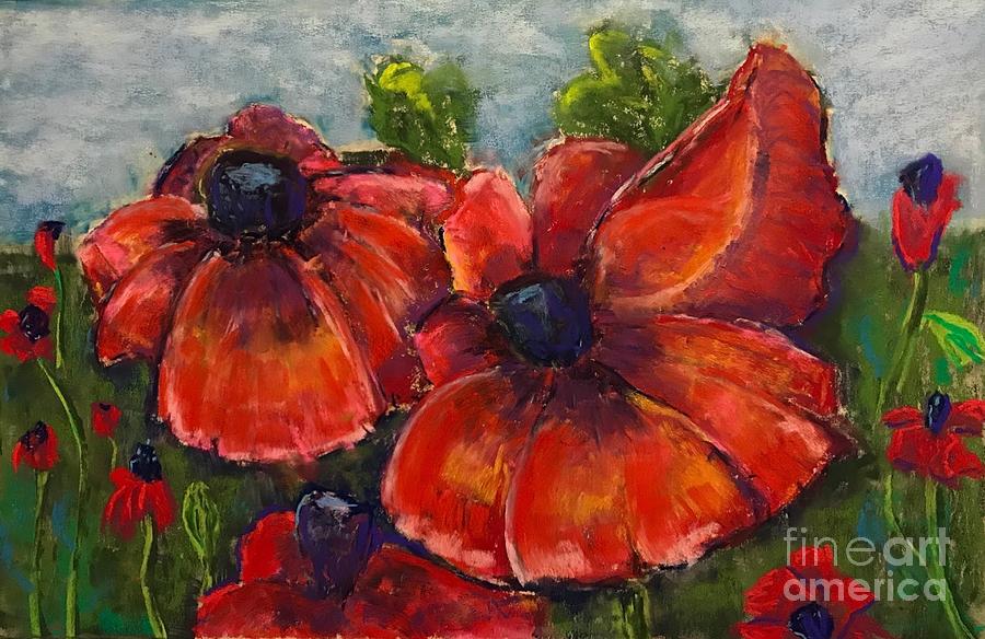 Summer Field of Poppies Pastel by Vickie Scarlett-Fisher