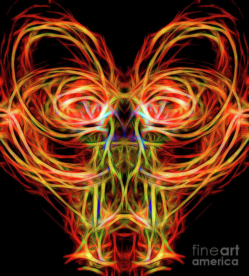 10796 Summer Fire Mask 42 Neon Digital Art by Colin Hunt