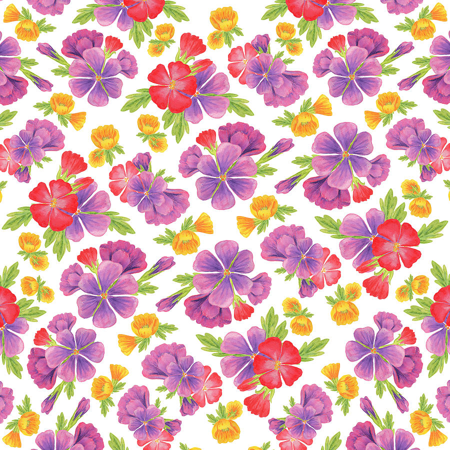 Summer Flowers Pattern Painting by Irina Sztukowski