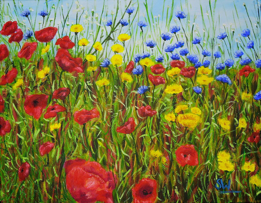 Summer Flowers Painting by Shirley Wellstead