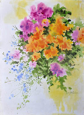 Summer Flowers-uk-4 Painting by Gunasiri Kolambage - Fine Art America