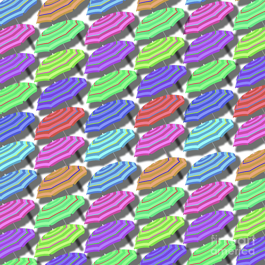 Summer Digital Art - Summer Fun Beach Umbrellas Pattern by Edward Fielding