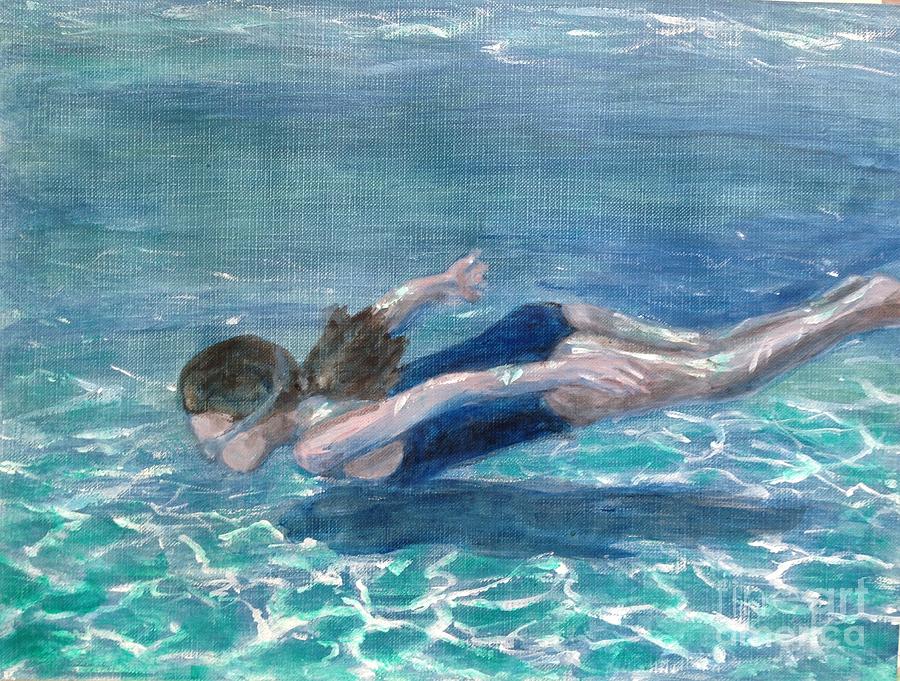 Girl Swimming Painting by Lavender Liu