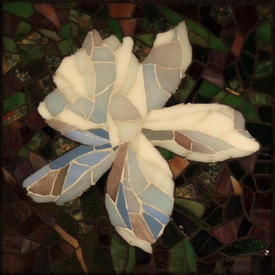 Flowers Still Life Glass Art - Summer Gardenia by Julie Mazzoni