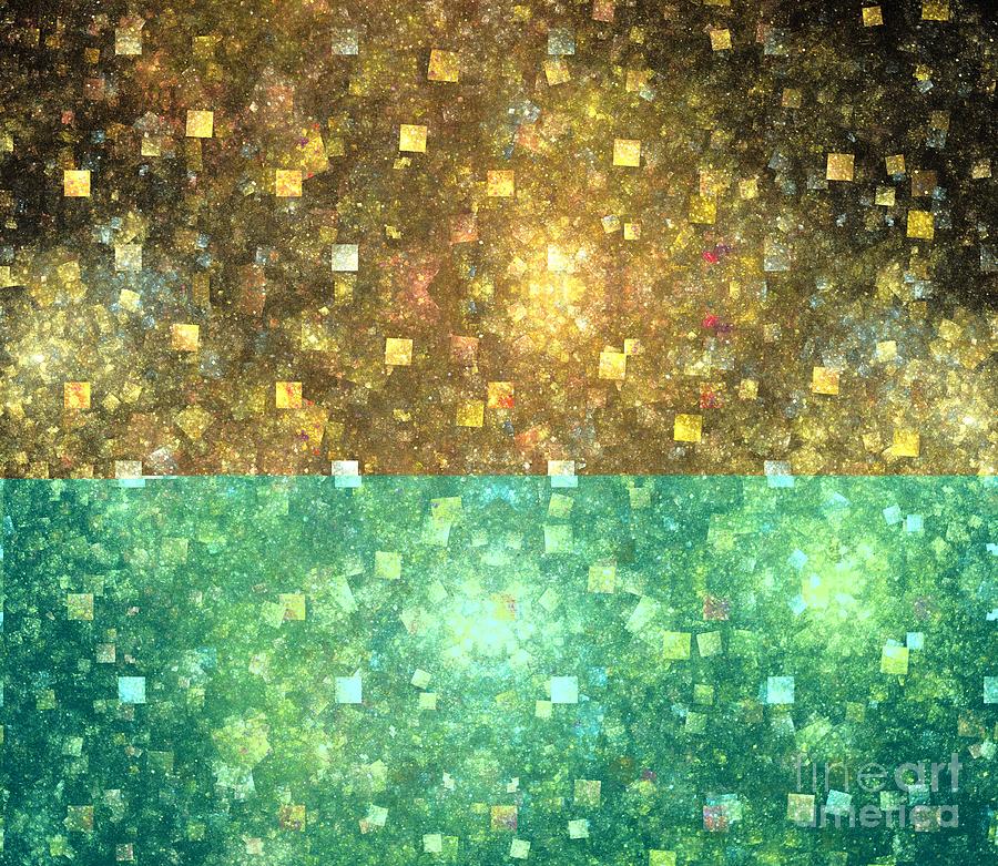 Abstract Digital Art - Summer Gold Cubes by Kim Sy Ok