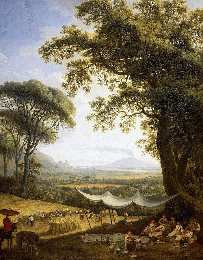 Jacob Philipp Hackert Painting - Summer harvest on Caserta plain by Jacob Philipp Hackert