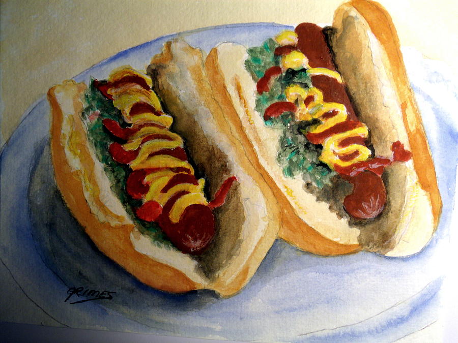Summer Hot Dogs Painting by Carol Grimes