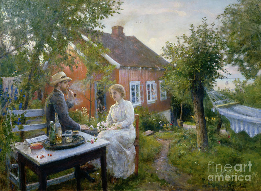 Summer in Asgaardstrand Painting by O Vaering