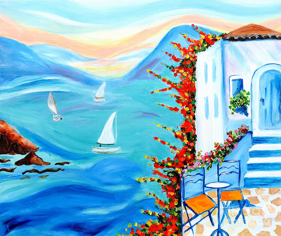 Landscape Painting - Summer in Greece by Art by Danielle